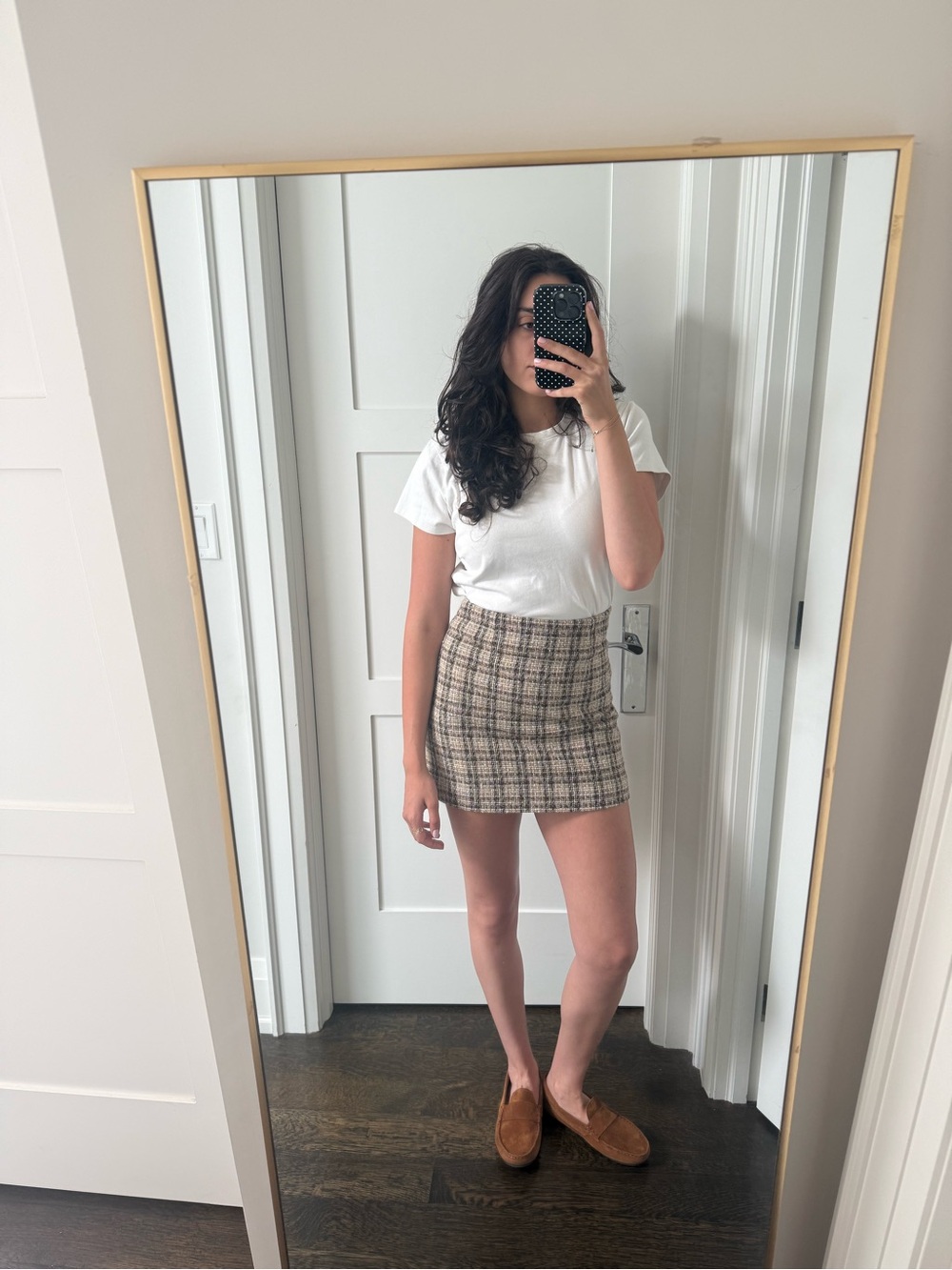 & Other Stories Beige Plaid Mini Skirt